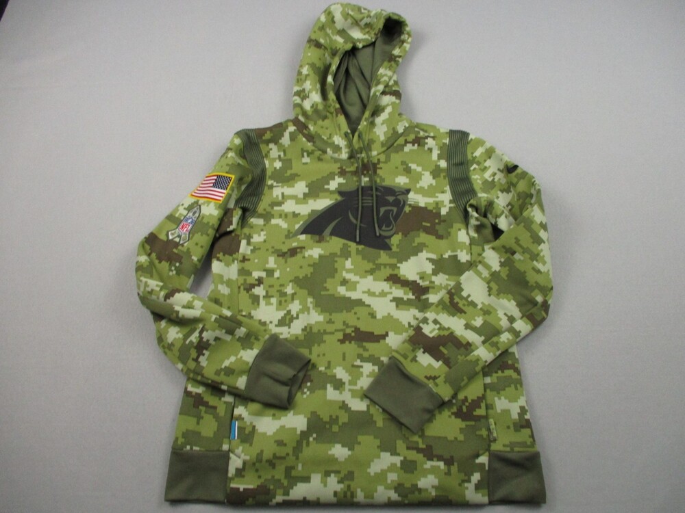 Carolina Panthers Hoodie Women Small Camo Nike On Field Salute Service USA Flag